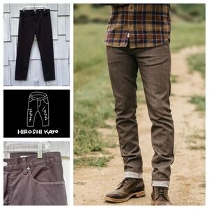 Hiroshi Kato Pen Slim 4-Way Stretch Denim Jeans Brown W32 L30 Made in USA